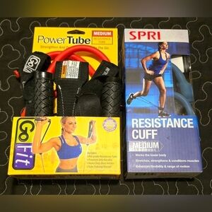 NWT Set of 2‎ Bundle. Power Tube Go Fit & Resistance Cuff. Medium. Exercise